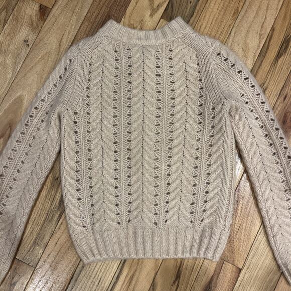 J Crew Point Sur Pointelle Cardigan Sweater Pink Size XXS Small Cable Knit - Picture 7 of 12